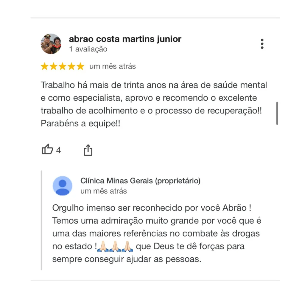 avaliações sobre a clínica de recuperação MG